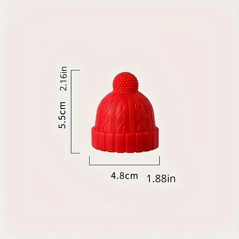 "Set x3 Tappi in Silicone a forma di berretto invernale : Mantieni il Tuo Vino Fresco con Stile!"